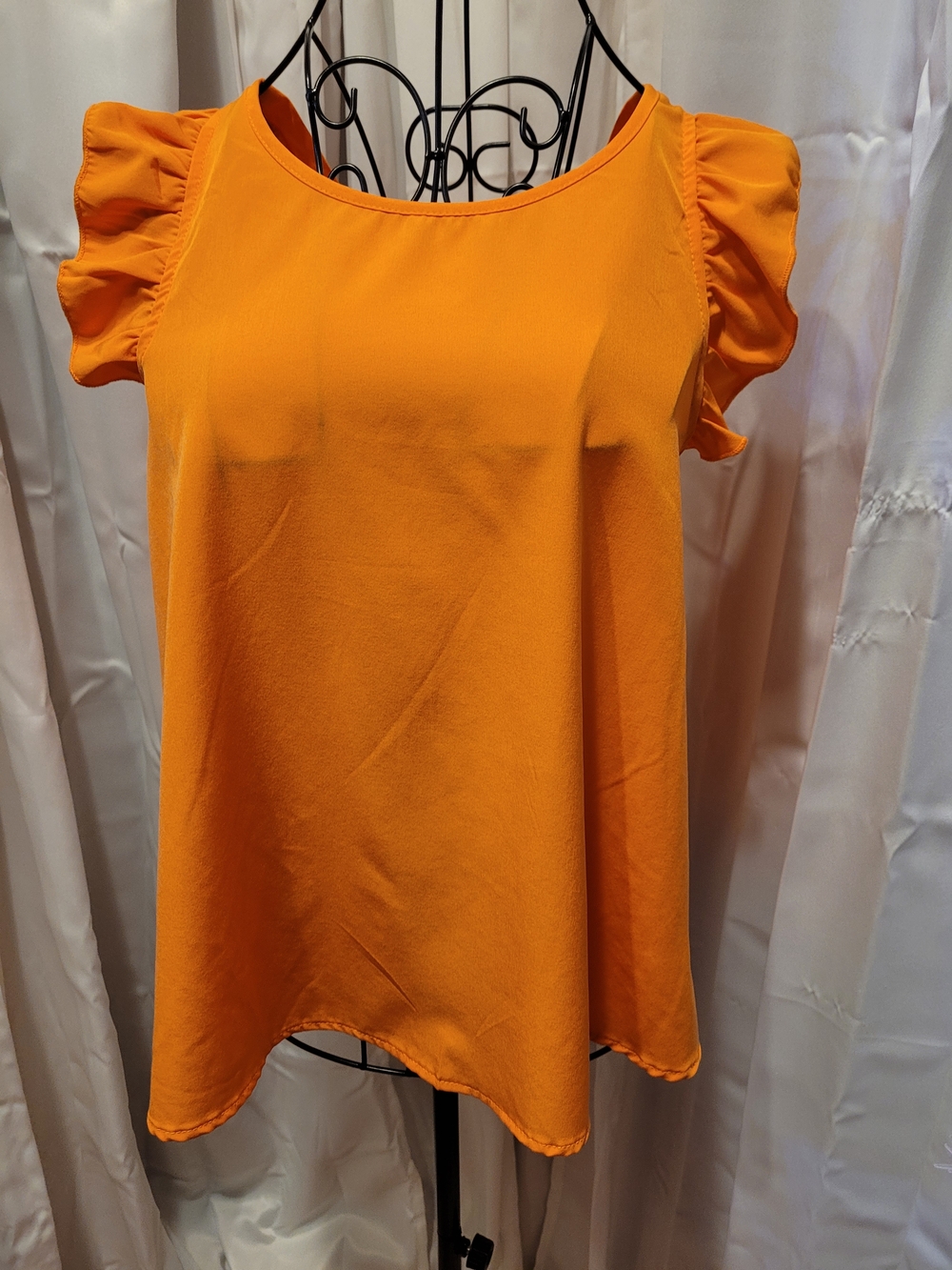 SHEIN Orange Ruffle Sleeve Tank Top